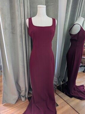 Katie May Wine Square-Neck Gown